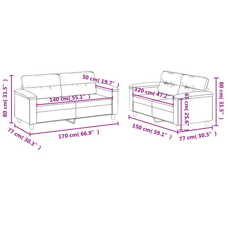 2-delige Loungeset met kussens kunstleer grijs 7