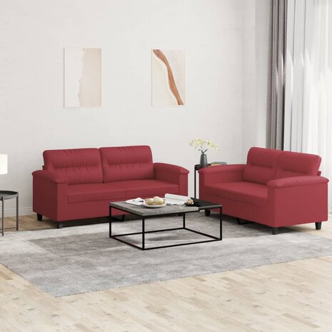 2-delige Loungeset met kussens kunstleer wijnrood 1