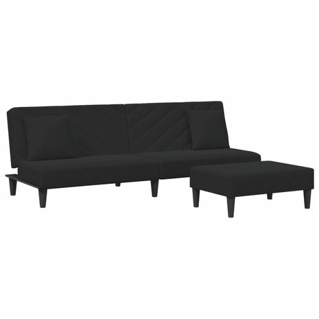 2-delige Loungeset met kussens fluweel zwart 2