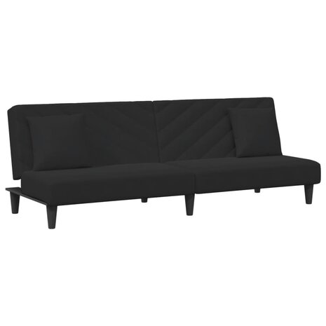 2-delige Loungeset met kussens fluweel zwart 4