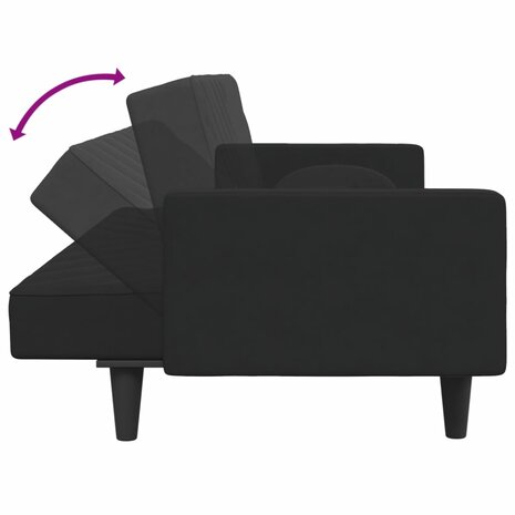 2-delige Loungeset met kussens fluweel zwart 6
