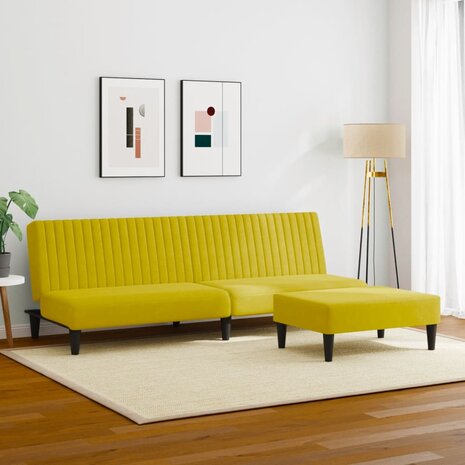 2-delige Loungeset fluweel geel 3