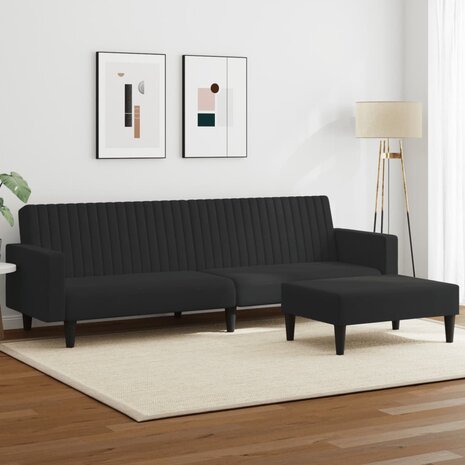 2-delige Loungeset fluweel zwart 1