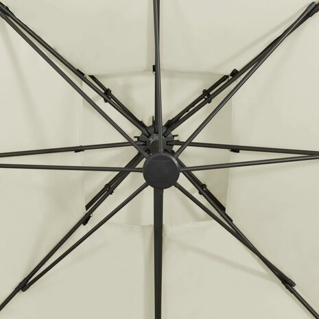 Zweefparasol met dubbel dak 300x300 cm zandkleurig 8