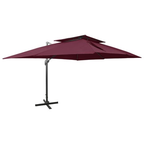 Zweefparasol met dubbel dak 400x300 cm bordeauxrood 1