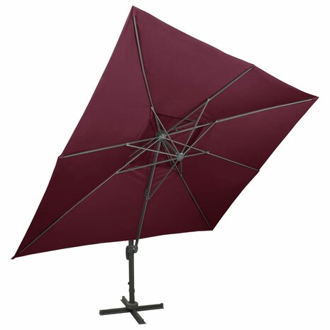 Zweefparasol met dubbel dak 400x300 cm bordeauxrood 2