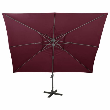 Zweefparasol met dubbel dak 400x300 cm bordeauxrood 3