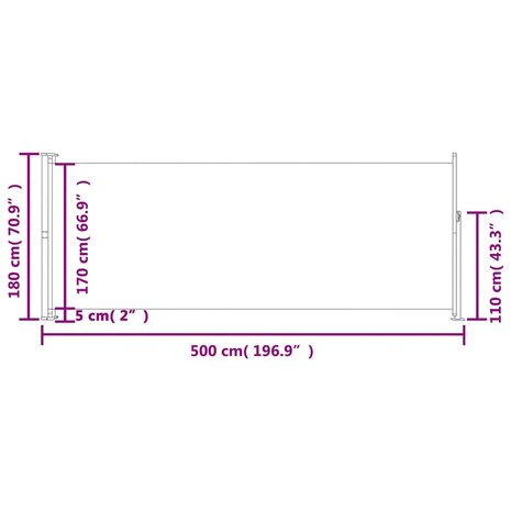 Tuinscherm uittrekbaar 180x500 cm crèmekleurig 7