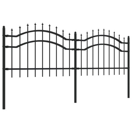 Tuinhek met spijlpunten 115 cm gepoedercoat staal zwart 3