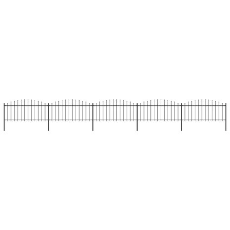 Tuinhek met speren bovenkant (0,5-0,75)x8,5 m staal zwart 1