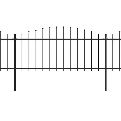 Tuinhek met speren bovenkant (0,5-0,75)x8,5 m staal zwart 2
