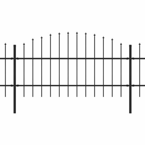 Tuinhek met speren bovenkant (0,75-1)x5,1 m staal zwart 2