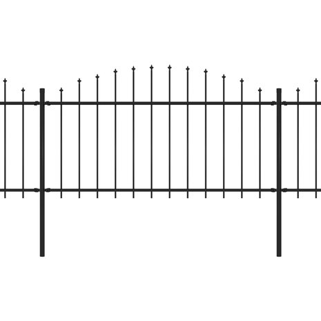 Tuinhek met speren bovenkant (1,25-1,5)x3,4 m staal zwart 2