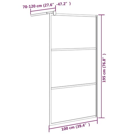 Inloopdouchewand 100x195 cm donker ESG-glas zwart 7