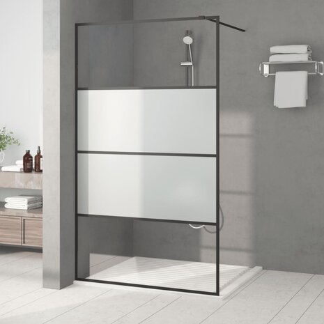 Inloopdouchewand 115x195 cm halfmat ESG-glas zwart 1