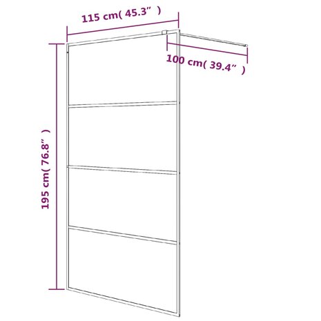 Inloopdouchewand 115x195 cm halfmat ESG-glas zwart 7