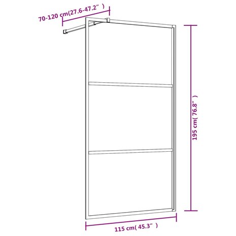 Inloopdouchewand transparant 115x195 cm ESG-glas goudkleurig 7