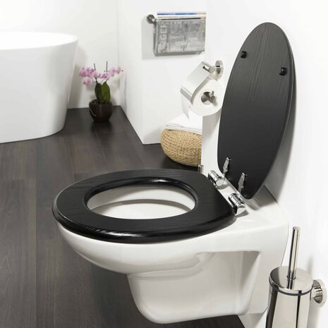 Tiger Soft-close toiletbril Blackwash MDF zwart 252030746 1