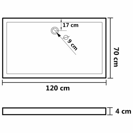 Douchebak rechthoekig 70x120 cm ABS zwart 8