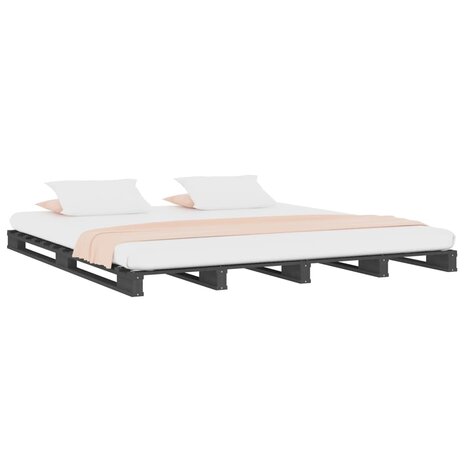 Palletbed massief grenenhout grijs 120x200 cm 3