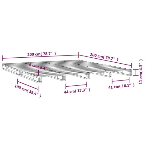 Palletbed massief grenenhout wit 200x200 cm 8