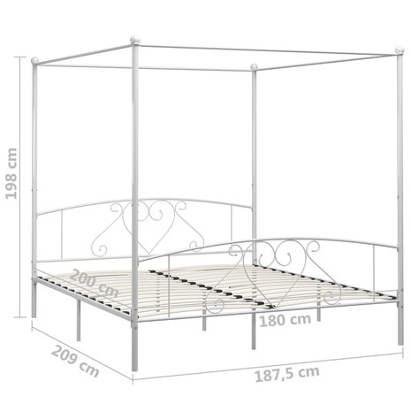 Hemelbedframe metaal wit 180x200 cm  5