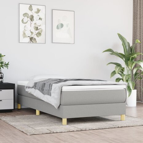 Boxspring met matras stof lichtgrijs 80x200 cm 1