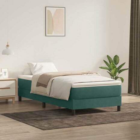 Boxspring zonder matras fluweel donkergroen 80x210 cm 4