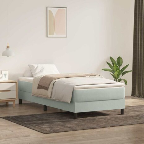 Boxspring met matras fluweel lichtgrijs 80x220 cm 1