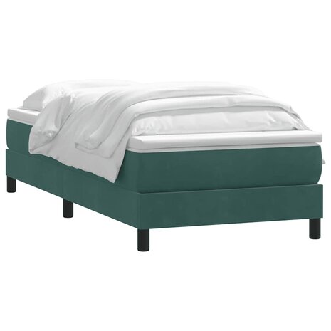 Boxspring met matras fluweel donkergroen 80x220 cm 3