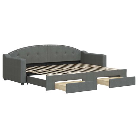 Slaapbank onderschuifbed en lades 80x200 cm stof donkergrijs 2