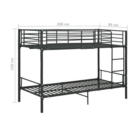 Stapelbed metaal zwart 90x200 cm 8
