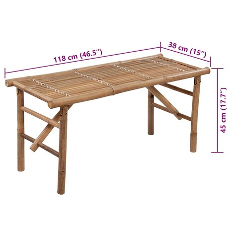Tuinbank inklapbaar met kussen 118 cm bamboe 8