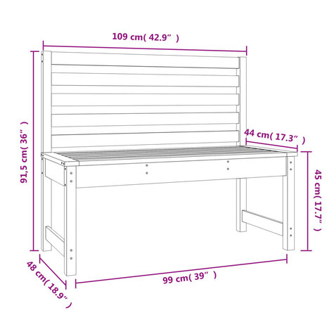Tuinbank 109 cm massief grenenhout 7