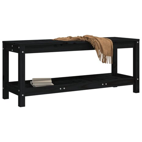 Tuinbank 108x35x45 cm massief grenenhout zwart 3