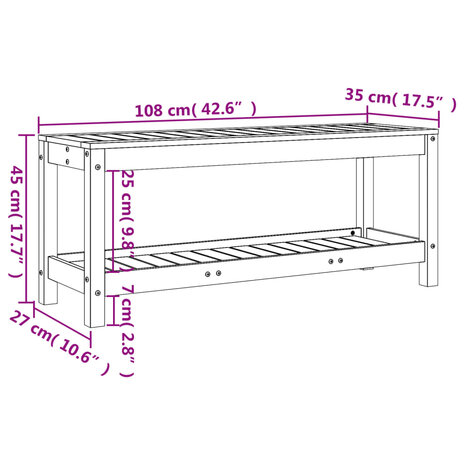 Tuinbank 108x35x45 cm massief grenenhout zwart 9