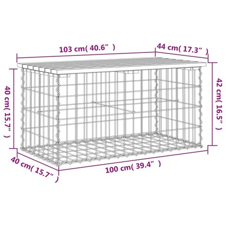 Tuinbank schanskorfontwerp 103x44x42 cm massief douglashout 8