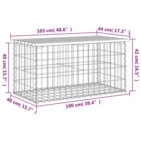 Tuinbank schanskorfontwerp 103x44x42 cm geïmpregneerd hout 8