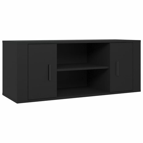 Tv-meubel 100x35x40 cm bewerkt hout zwart 2