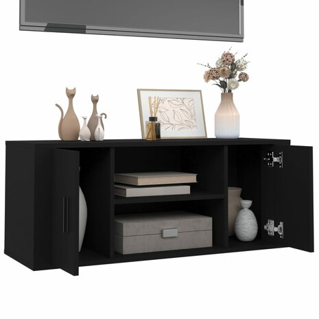 Tv-meubel 100x35x40 cm bewerkt hout zwart 4