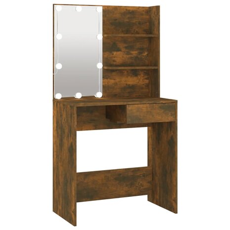 Kaptafel met LED-verlichting 74,5x40x141 cm bruin eikenkleur 2