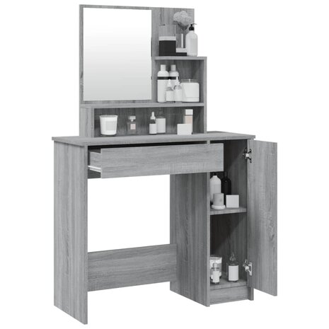 Kaptafel met spiegel 86,5x35x136 cm grijs sonoma eikenkleurig 5