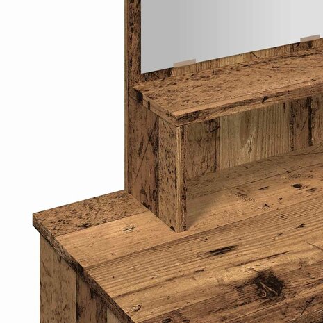 Kaptafel met spiegel 86,5x35x136 cm oud houtkleurig 9