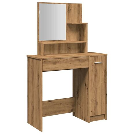Kaptafel met spiegel 86,5x35x136 cm artisanaal eikenkleur 2