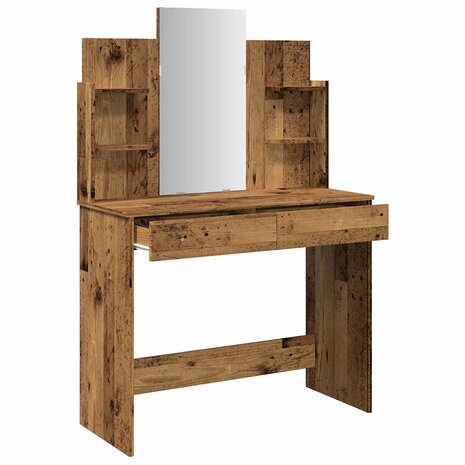 Kaptafel met spiegel 96x39x142 cm oud houtkleurig 7