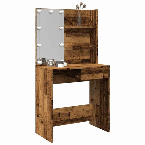 Kaptafel met LED-verlichting 74,5x40x141 cm oud houtkleurig 1