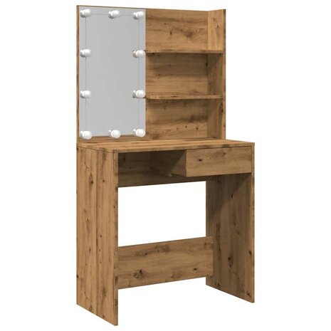 Kaptafel met LED-verlichting 74,5x40x141 cm artisanaal eiken 2