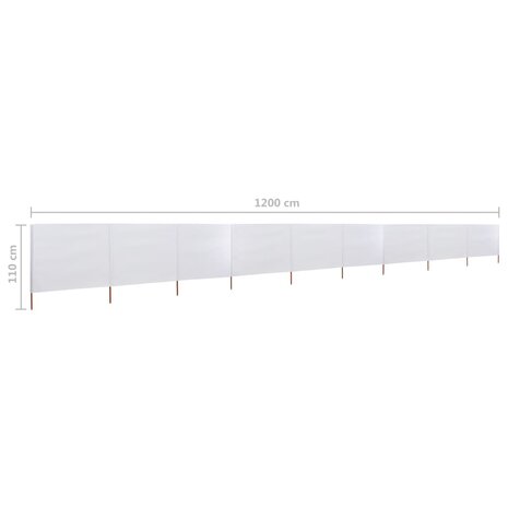 Windscherm 9-panelen 1200x80 cm stof zandwit 6