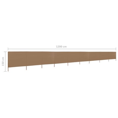 Windscherm 9-panelen 1200x120 cm stof taupe 6