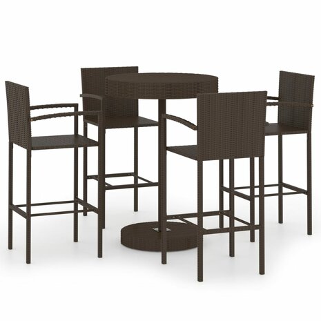 5-delige Tuinbarset poly rattan bruin 2